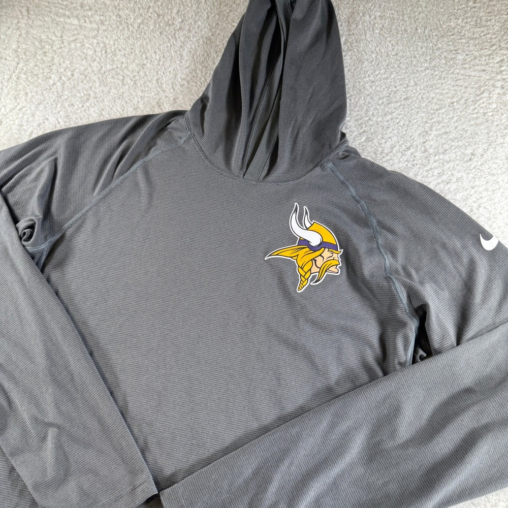 Nike Dri-Fit Minnesota Vikings Pullover Long Sleeve Hoodie Gray Size Medium Men